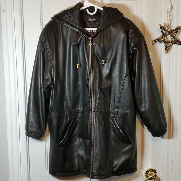 WILSON’S LEATHER Buttery Soft Leather Thinsulate Car‎ Coat Jacket Black Medium - Picture 1 of 15